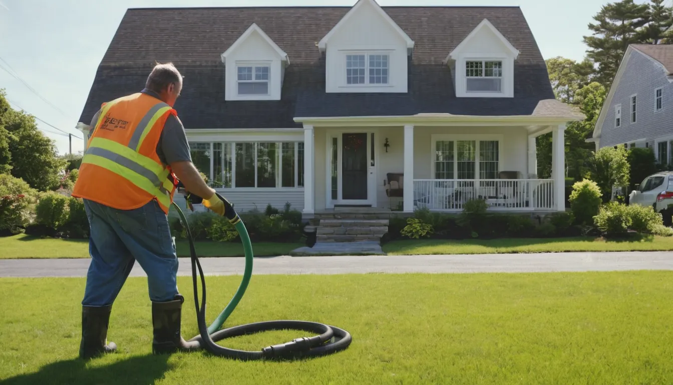 Local septic provider's pump truck parked beside a home's yard in Newark during a routine tank pumping visit